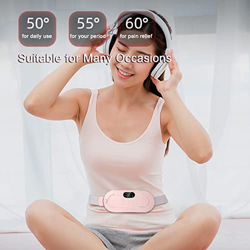 Heating Pad Portable Cordless Electric Waist Belt Device Fast Heating Heat Levels, 4 Massage Modes for Back Pain Relief Belly Pain Relief, Heating Pad Waist Belt for Girls and Women