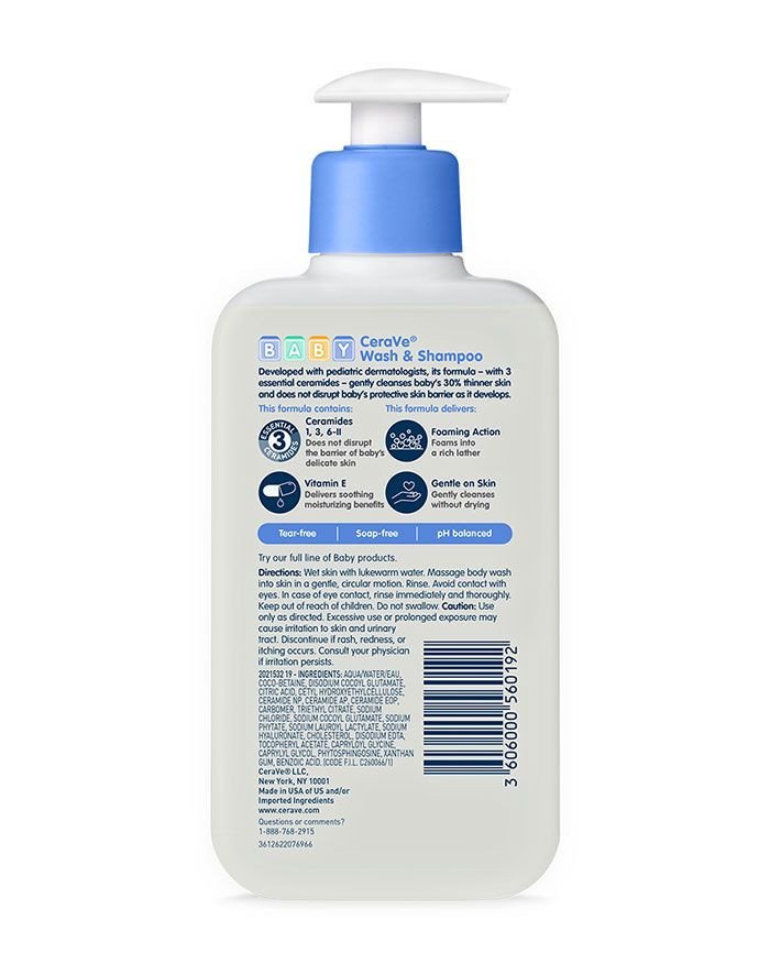 CERAVE BABY WASH AND SHAMPOO FOR TEAR-FREE BABY BATH TIME